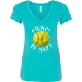 thumbnail image 3 of Inktastic Pitches Be Crazy Softball Humor Women's V-Neck T-Shirt, 3 of 5
