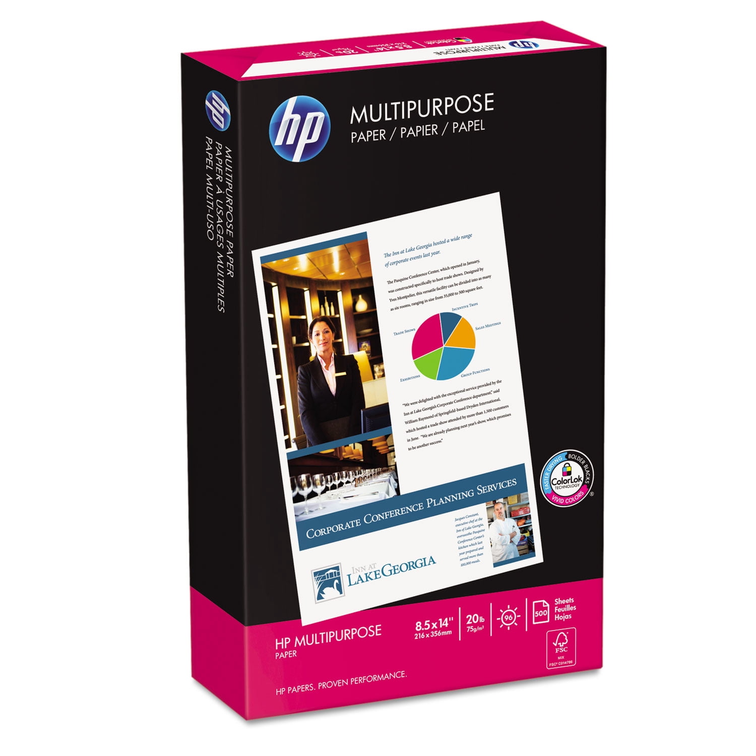 HP Papers MultiPurpose20 8.5x14 Copy & Multipurpose Paper, White, 500 / Ream (Quantity)