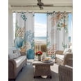 thumbnail image 2 of Marine Life Blackout Curtains for Bedroom Living Room, Shell Coral Starfish Green Eucalyptus Leaves 84 In Long Thermal Insulated Room Darkening Drapes Grommet Window Treatments, 52 x 84 In, 2 of 9