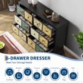 thumbnail image 4 of Huisuilinss 6 Drawer Dresser For Bedroom,Wide Chest Of Drawers,Retro Floral Pattern Double Dresser TV Stand,Wood Drawer Organizer For Closet Living Room Hallway Entryway, 4 of 8