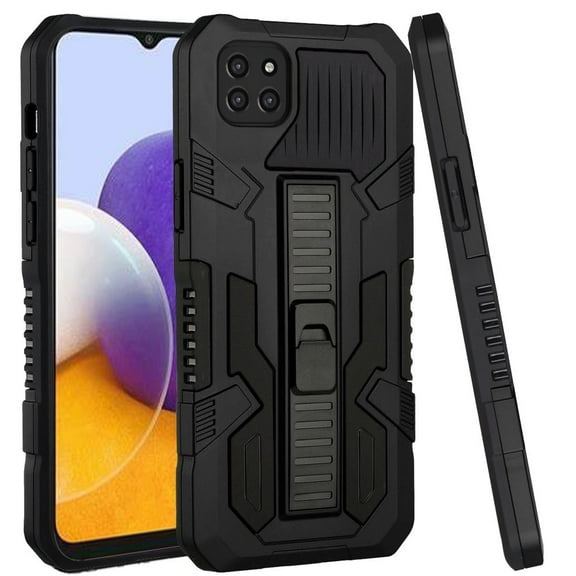for Samsung Galaxy A22 5G Hybrid Tough Rugged [Shockproof] Dual Layer Protective with Kickstand Military Grade Hard PC   Soft TPU Cover ,Xpm Phone Case [Black]