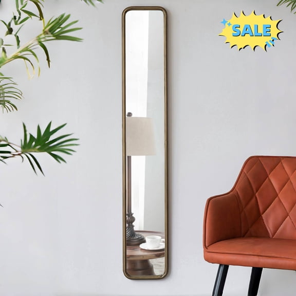 Tcbosik Wall-Mounted Full Length Mirror, 8" x 47" Full Body Mirror with Metal Frame for Bedroom, Living Room, Entryway, Gold
