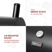 Royal Gourmet 30 Charcoal Barrel Grill with Offset Smoker, Adjustable Grates and Thermometer