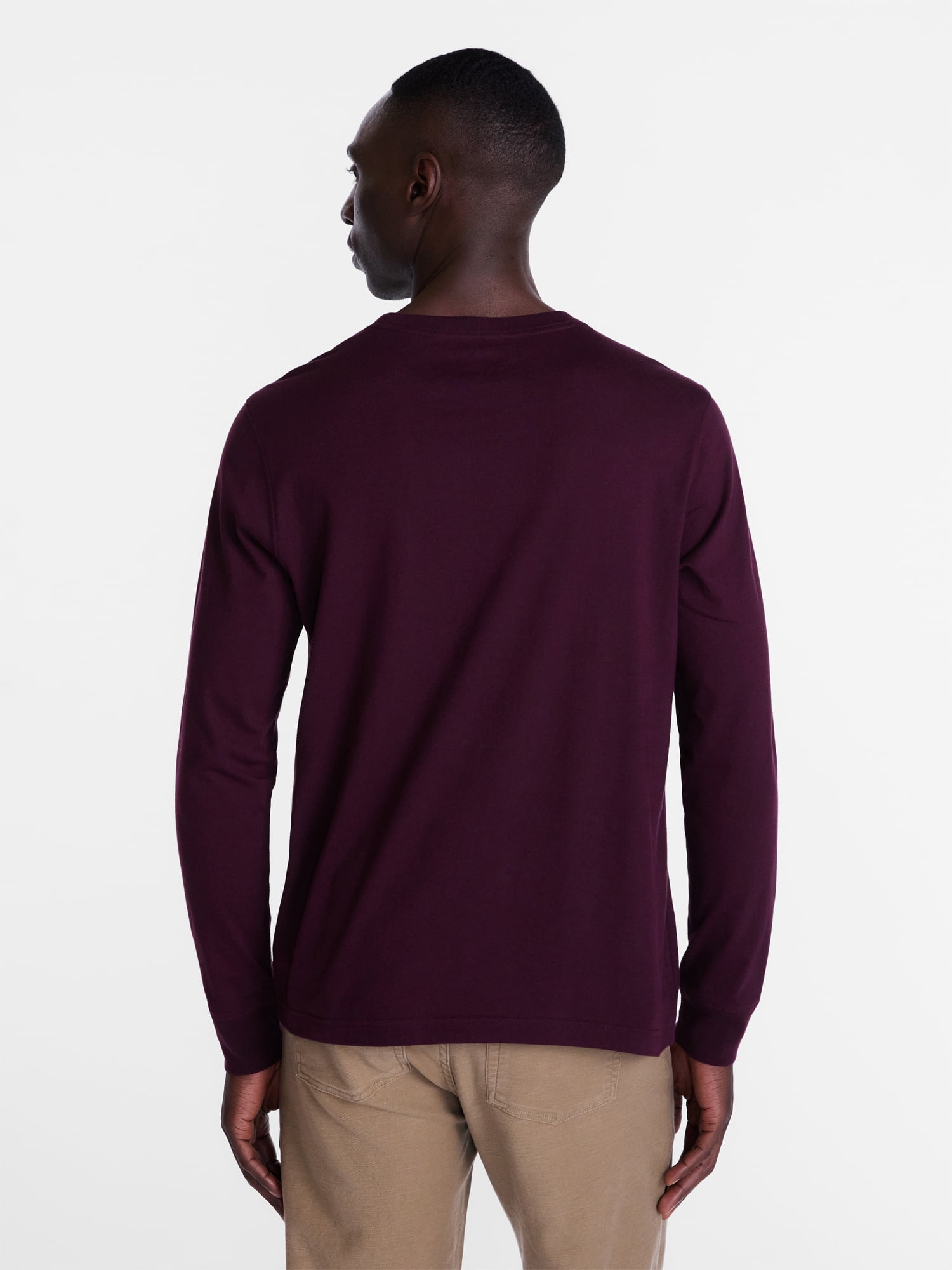 George Men's and Big Men's Cotton Crewneck Tee with Long Sleeves, Sizes XS-3XL, Big 2XB-6XB & Tall MT-4XLT