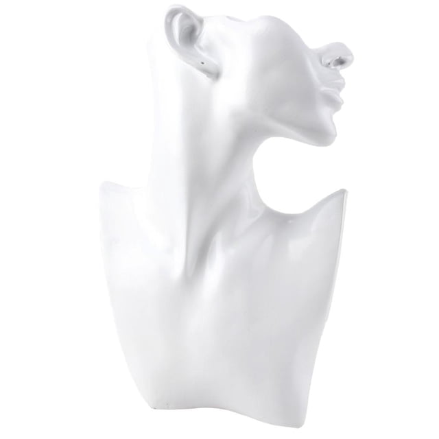 Resina/Terciopelo Pendiente Collar Exhibición Busto Soporte - Soporte de joyería para collares EstiloA-L Blanco Cola Maniquí de exhibición de collar