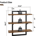 thumbnail image 2 of Floating Shelves for Wall, 24 inch Kitchen Shelves Wall Mounted, 3 Tier Coffee Bar Shelf with Foldable Brackets, Industrial Display Shelf for Bathroom, Living Room, Rustic Brown, 2 of 6