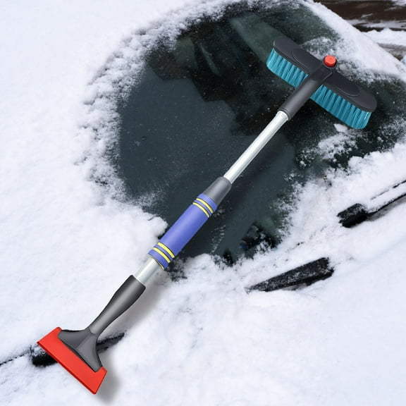 Ice Scraper with Snow Brush for Car Windshield, Upgraded Extendable Snow Brush with Foam Grip for Truck SUV Vehicle Windows