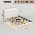 thumbnail image 4 of Queen Size Metal Platform Bed Frame with Hidden Storage, No Box Spring Needed, Beige for Bedroom, 4 of 14