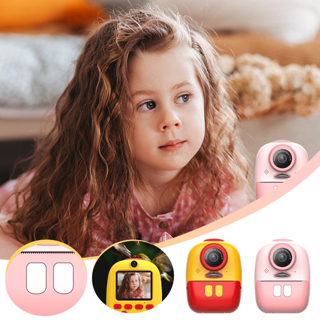 Xihbxyly Paletas No Reclamadas Cámara de Impresión Instantánea para Niños, Cámara Digital 26 Mp Niños de 3 a 12 Años, Cámara de Vídeo 1080P con Impresión de Tinta para Niños con Tarjeta de 32 Gb, Bol