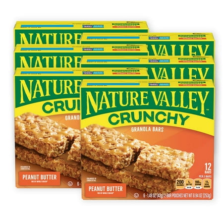Nature Valley Granola Bars Crunchy Peanut Butter 6 Pouches - 1.49 oz 2-Bars Per Pouch (Pack of 6)