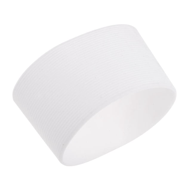 Funda de silicona portátil, redonda, antideslizante, para taza, botella de vidrio, para exteriores blanco