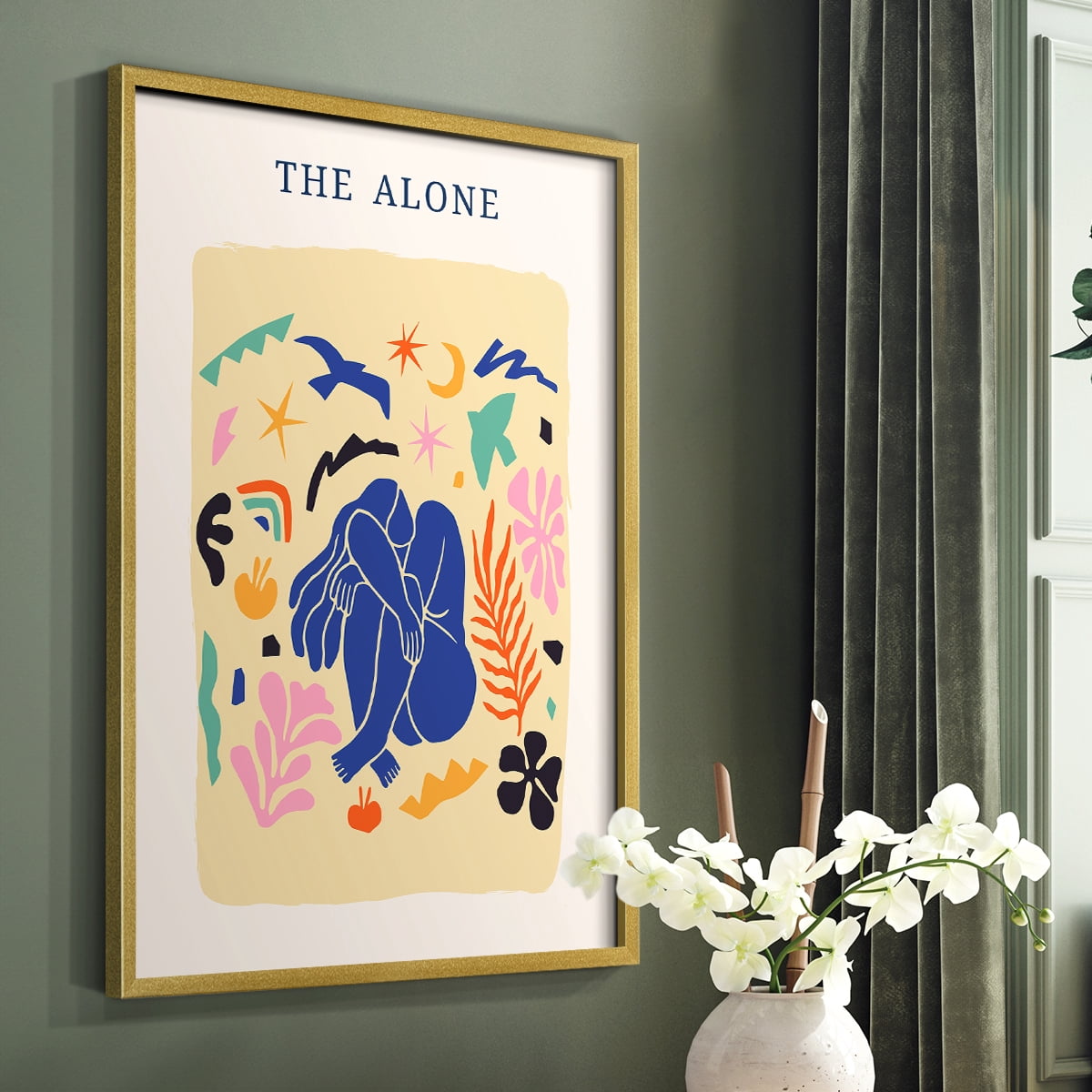 Matisse CDXLIII in Gold Solid Wood Framed Print No Nail Hanging