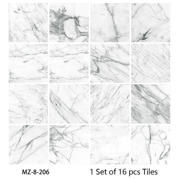Pegatinas para azulejos, mármol blanco marfil, adhesivo para azulejos, PVC, autoadhesivo, para pared, impermeable, pegatinas para azulejos de baño, a prueba de aceite, pegatinas para azulejos de coci