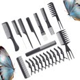 thumbnail image 3 of KAKOWELY 1 Set of 20PCS Male Multi-functional Modeling Comb Kit Hair Dressing and Dyeing Tool Kit Double Teeth Wide Tooth Tip Tail Comb Plastic Comb with Alligator Haircutting Clips for Salon Home, 3 of 5