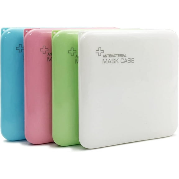 4 Pack Mask Storage Case -Casewin Mask Holder Case, Portable Face Mask Storage Case Box, Small Mask Case for Kids Plastic Organizer Containers