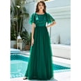 thumbnail image 3 of Toamir Womens Round Neck Flutter Sleeve Long Evening Bridesmaid Dresses for Women 00904 Green US6, 3 of 5
