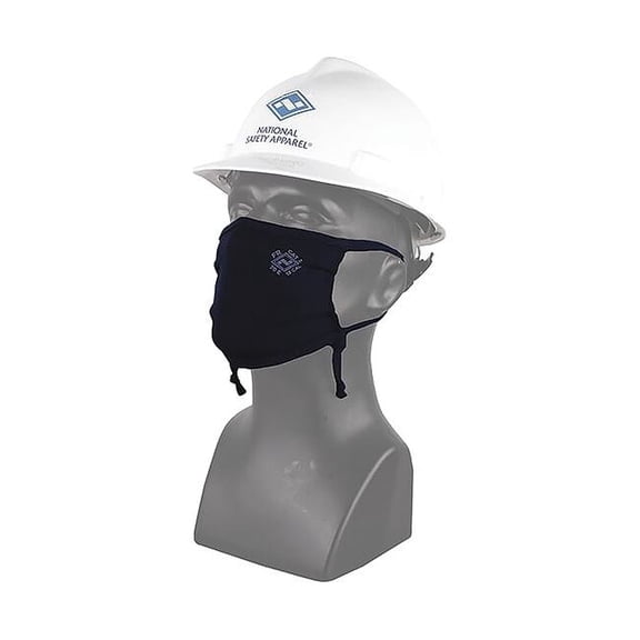 National Safety Apparel Face Mask,6" H,4" W,Navy,Fabric,Reusable MASK2A-FK-NR