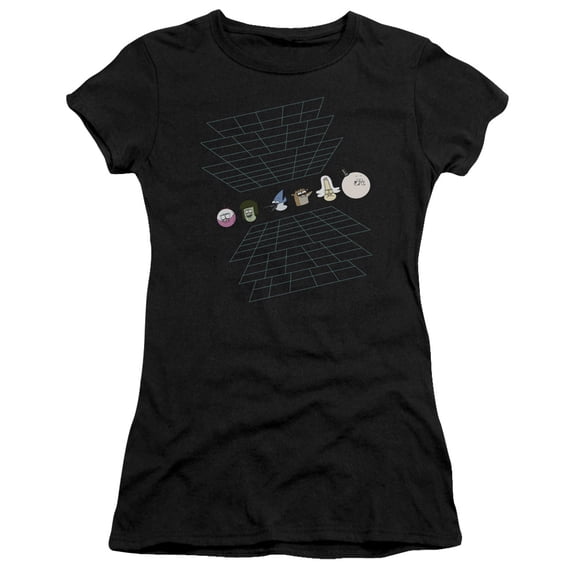 The Regular Show Regular Grid S/S Junior Women's T-Shirt Sheer Black