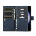 thumbnail image 6 of Allytechgroup Galaxy S24 Ultra Wallet Case with 9 Cards Holder 2 Cash Pocket, Premium PU Leather Retro Flip Stand Magnetic Closure Hand Wrist Phone Case for Samsung Galaxy S24 Ultra, Darkblue, 6 of 7