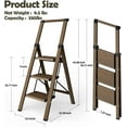 thumbnail image 6 of 3 Step Ladder,Aluminum Lightweight Folding 3 Step Stool with Anti-Slip Wide Pedal, 330lbs Capacity Step Ladder for Household,Kitchen,Office - BlackWoodgrain, 6 of 16