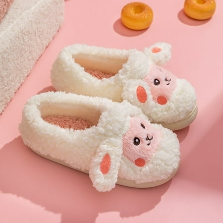 

CoCopeanut Funny Shoes Cute Animal Slipper For Women Kawaii Fluffy Winter Warm Slippers Girls Cartoon Sheep House Slippers Furry Slides