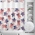 thumbnail image 2 of No Hook Shower Curtain, 250th Anniversary Shower Curtains for Bathroom with See Through Top Window, 4th of July Blue Red Stars Bow Gray Wood Waterproof & Washable Bath Curtain Long 72"x78", 2 of 9