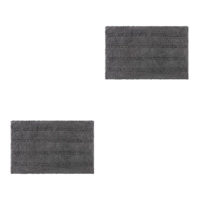 Toystoory Alfombra Textura suave Limpieza fácil Lavable a máquina Sin vertimiento Poliéster Chenille absorbente Gris profundo 2Conjunto