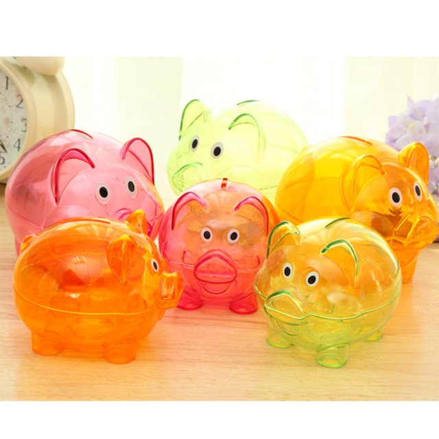 PS Money Saving Box Portable Washable Cute Coin Reusable Removable Stopper Replacement Transparent Animal Shape Coin Case Bank Birthday Gift Blue S