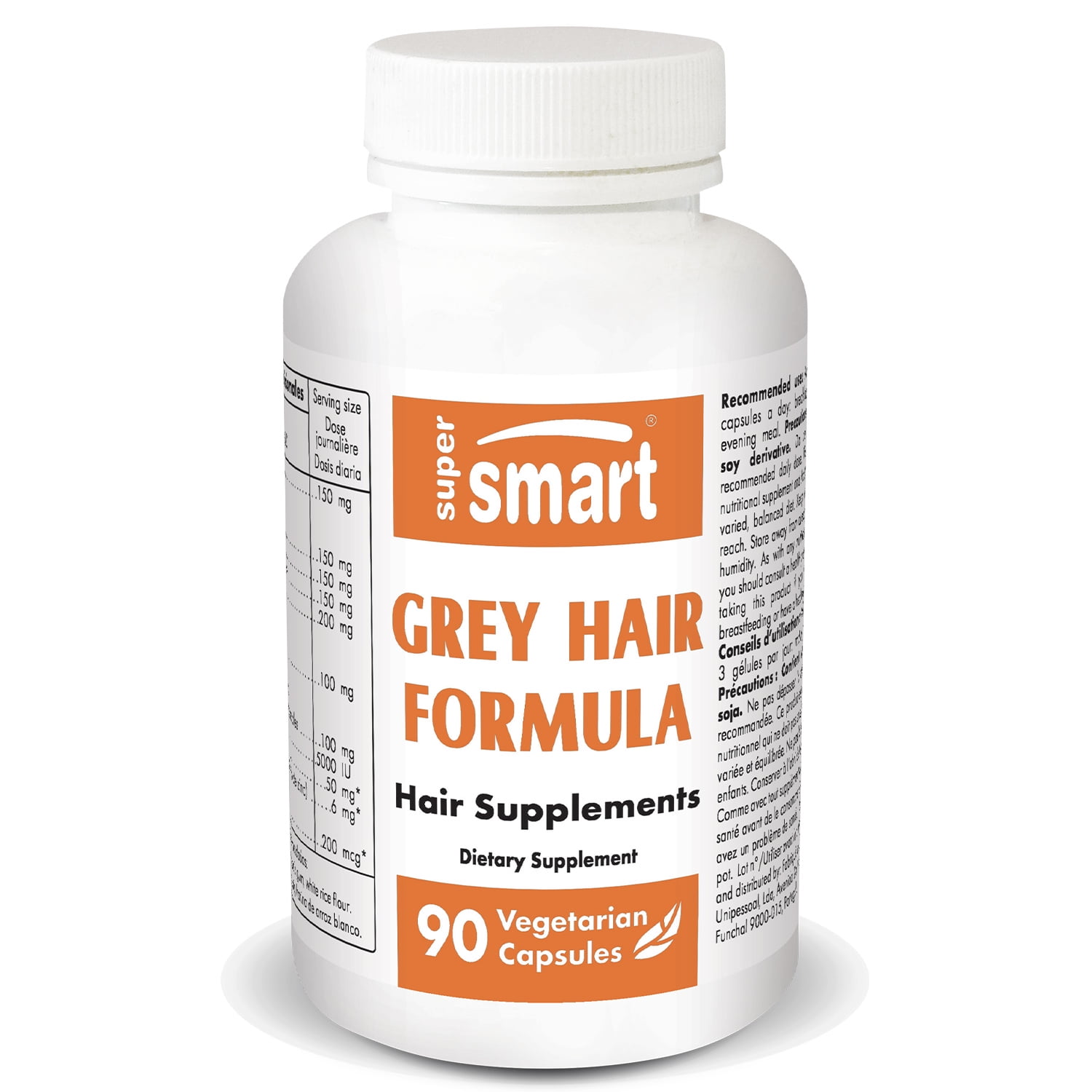 Supersmart - Grey Hair Supplement - with Catalase, Biotin and Fo Ti - Hair  Vitamins | Non-GMO & Gluten Free - 90 Vegetarian Capsules 