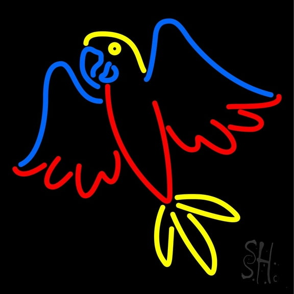 Parrot LED Neon Sign 16 x 16 - inches, Clear Edge Cut Acrylic Backing, with Dimmer - Bright and Premium built indoor LED Neon Sign for Bar decor.