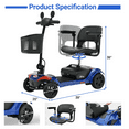thumbnail image 3 of Segmart Mobility Scooter for Seniors, 4-Wheel Electric Mobility Scooter with Swivel Seat,300lbs Heavy Duty Foldable Travel Scooter-Blue, 3 of 10
