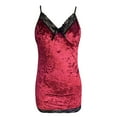 thumbnail image 3 of B91xZ Chemise de Nuit Sans Manches à Col en V pour Femmes, Manches Courtes, Imprimé, Rouge, 3 of 3