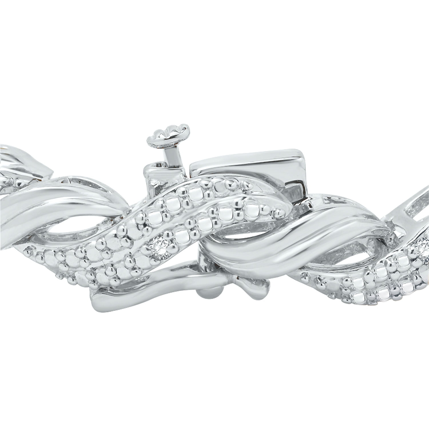 1/4 Carat T.W Silver Tone Fashion Link Bracelet. 7.5"