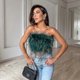 thumbnail image 2 of Women's Fashion Fluffy Fur Smocked Top Versatile Feather Top Clothing_z, 2 of 4