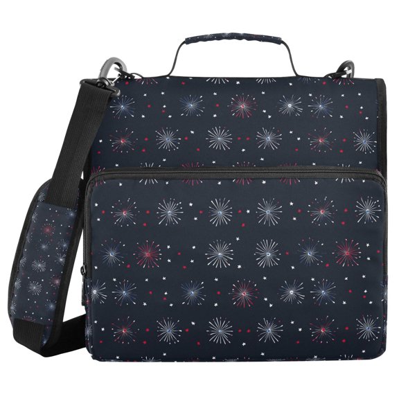FORMRS Zipper Binder with Shoulder Strap 2-inch Ring 500 Sheet Capacity File Bag, Starry Night Pattern