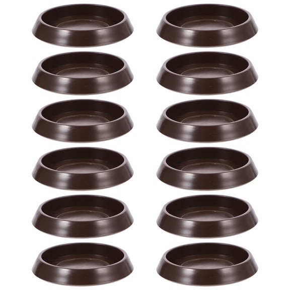 HOMOBABE 12Pcs Round Brown Rubber Furniture Caster Cups for Indoor Use Floor Protection Anti Slip Wheel Grippers