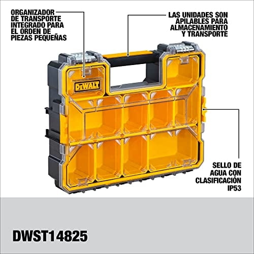 DeWalt 17.5 in. L x 14 in. W x 4.5 in. H Storage Organizer Plastic 10 section Yellow