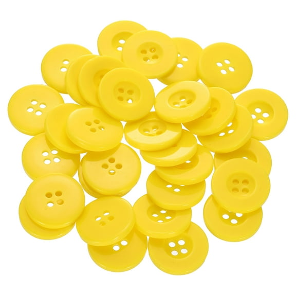 60pcs 32L Sewing Buttons 4/5"(20mm) Resin Round Flat 4-Hole Craft Replacement Buttons for Sewing Clothing and DIY, Yellow
