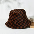 thumbnail image 6 of CoCopeanut Topi Wanita Baru Topi Ember Bulu Kelinci Imitasi untuk Wanita Topi Nelayan Jaring Kotak-kotak Topi Surya Gorras Musim Dingin Topi Hip Hop, 6 of 6