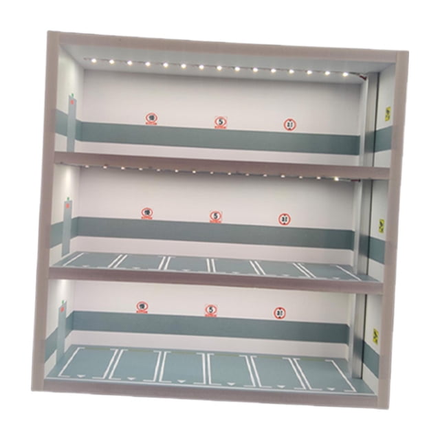 TISHITA 1/64 Model Car Display Case Parking Lot Scene Ornament Dustproof Storage Box Gray