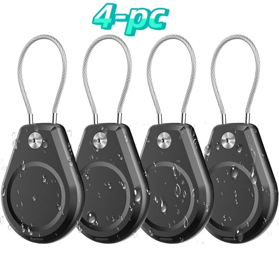 4Pack Waterproof AirTag Holder, Air tag Secure Case Antitheft with Wire Cable, Ultra Durable, Scratch-Resistant Tag Cover with Key Locking, AirTag Keychain Accessories for Car Bike Luggage Key Dog