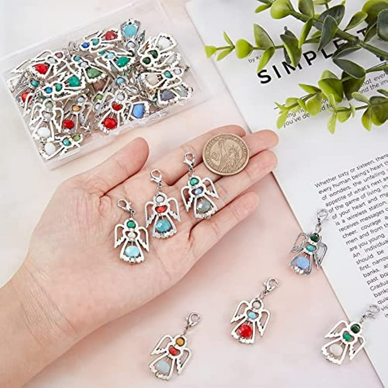 Wholesale SUNNYCLUE 1 Box 50Pcs Stitch Markers Crochet Stitch Marker Cute  0.2/pc Crystal Heart Bead Charms Clip On Removable Lobster Clasp Charm  Locking Knitting Markers for Weaving Sewing Knit Quilting 