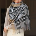 thumbnail image 4 of Prolriy Scarf for Women Autumn and Winter Colorful Plaid Shawl Thickening Warm Fringe Scarf Womens Scarf Blue, 4 of 8