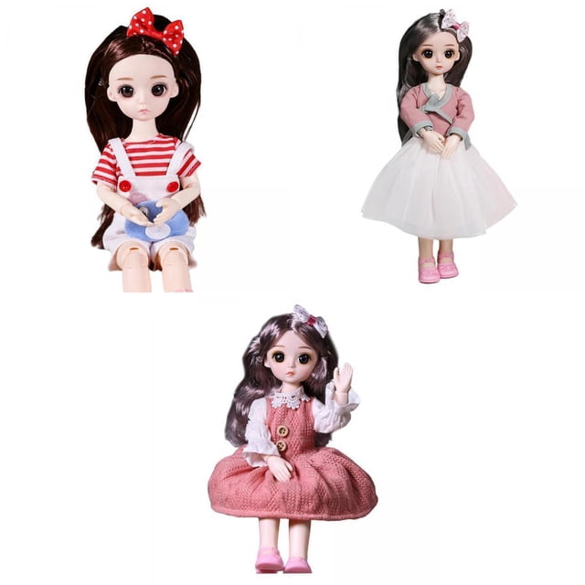 3x Mini Muñeca De 30 Ropa Completa Simulación Encantadora Para Bebé CUTICAT Muñeca articulada con bola