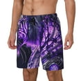 thumbnail image 1 of Balery Purple Pattern White Tiger Bañador para hombre, shorts de playa de secado rápido con entrepierna y forro de compresión-Medium, 1 of 6
