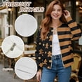 thumbnail image 6 of COEQINE Women's Bomber Jacket Zip Up Long Sleeve Varsity Shackets Lightweight Coat with Pockets, Stand Collar Loose Fit Casual Jacket Christmas Cookie Man Outfits, Small, Gingerbread Man Stripes, 6 of 7