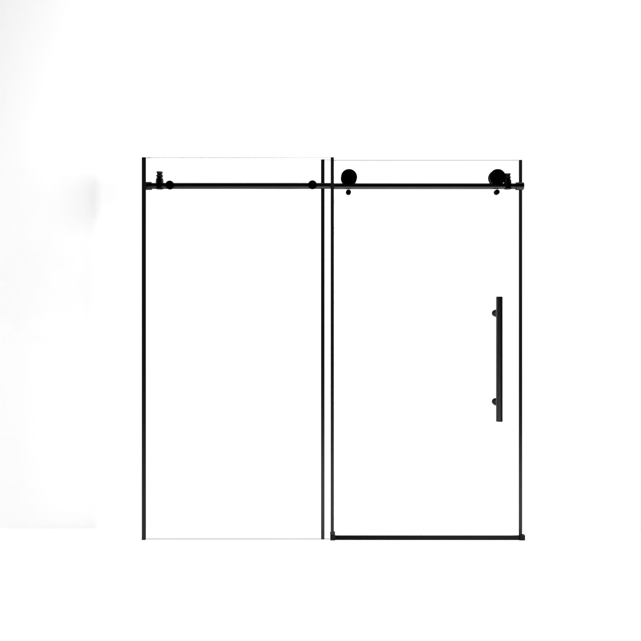 Noble House 60"x60" Frameless Sliding Shower Door, Tempered Glass with Stainless Steel Handle, Matte Black