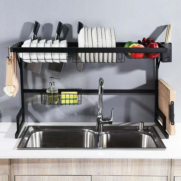 33.5''x20''x12.2'' 2-Tier Sink Rack Dish Drainer Stainless ...