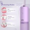 thumbnail image 4 of Sejoy Portable Water Flosser, Cordless Teeth Cleaner, 1900 Times/Min Pulse Rate Rechargeable Teeth Cleaner, 3 Modes with 140ml Tank, Purple, 4 of 8