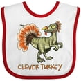thumbnail image 3 of Inktastic Clever Turkey Thanksgiving Dinosaur Boys or Girls Baby Bib, 3 of 4